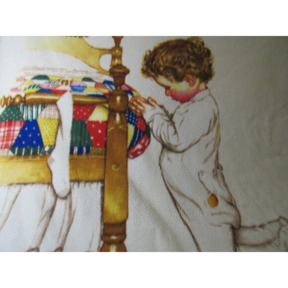 VTG Boys Town Baby Blanket Now I Lay Me Down To Sleep Prayer Norman Rockwell - Picture 2 of 9